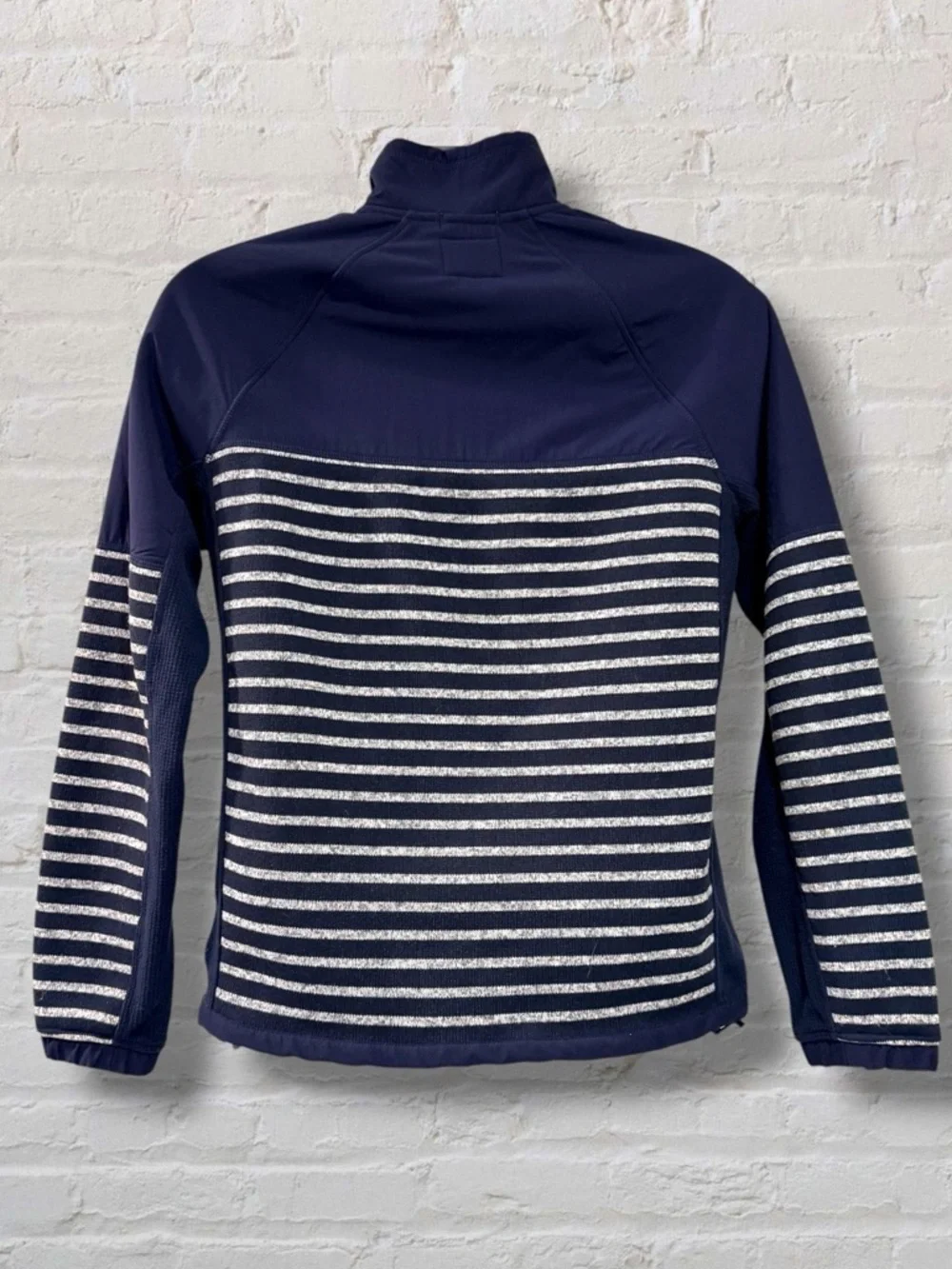 J.Crew Nordic Jacket XS Navy Stripe Full Zip Softshell Fleece Lined Outdoor